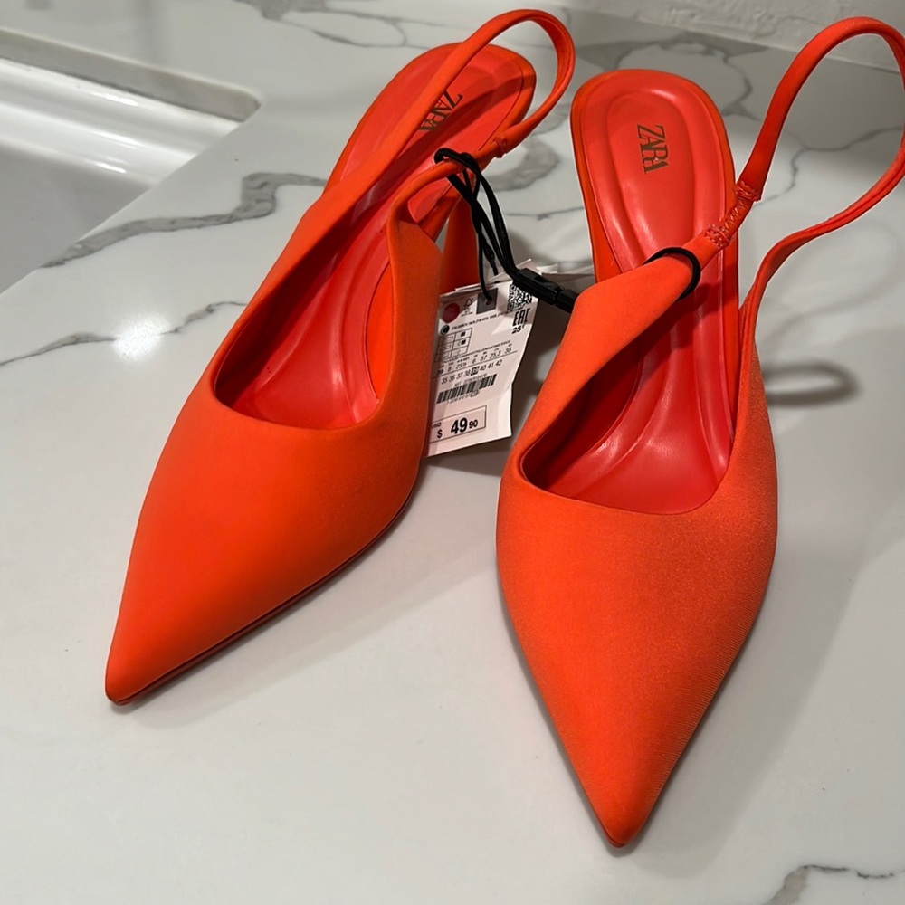 Neon orange Zara heels/slingbacks